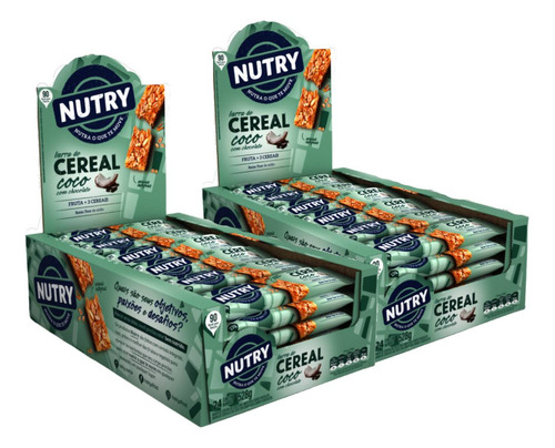 Kit 2 Nutry Barra De Cereal Coco Com Chocolate 22g Dp 24 Un