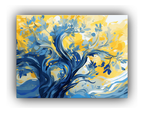 75x50cm Cuadros Decorativos Árbol Olivo Amarillo Azul Atmó
