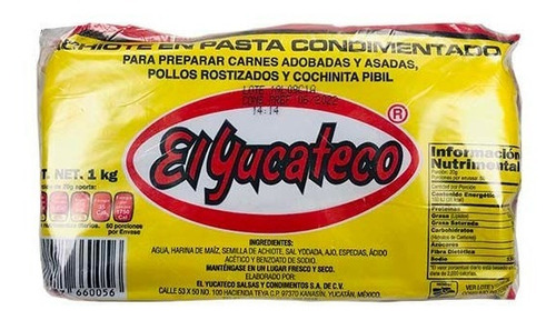 Barra De Achiote El Yucateco 1000 Gr Calidad Exportacion