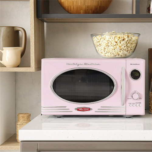 Nostalgia Horno Microondas Retro Compacto Y Tostador Rosa