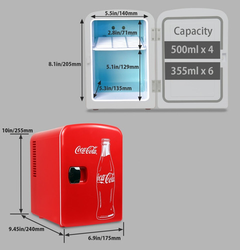 Imagen 9 de 10 de Nevera Mini Refrigerador Portátil De 4 L Carro Oficina Casa