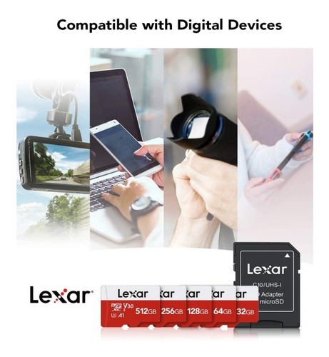 Memoria Lexar 512gb Micro Sdxc 100mb/s A1 U3 Class10 V30
