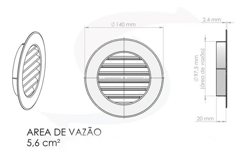 Imagem 4 de 7 de 3 Grades Ventilação Plástica Redonda 100mm Branca Com Tela