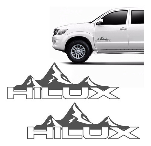 Adesivos Montanha Hilux Toyota Emblema Lateral Grafite - Par