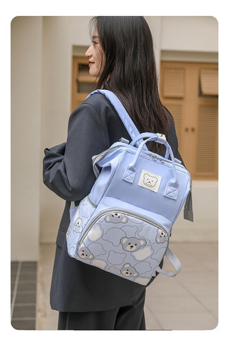 Mochila Pañaleras Bebe Bolsa Pañalera Impermeable Multiusos Color Azul