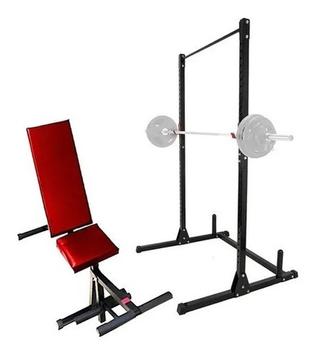 Rack Soporte Base Pesas 180cm + Banco Silla Abdominales #3