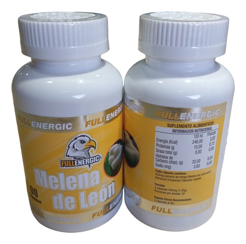 Hongo Melena De León 450 Mg 90 Cápsulas X2 Frascos