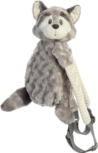 Imagen 3 de 10 de Mochila De Peluche Mapache Piggyback Pals Aurora Suave Niños
