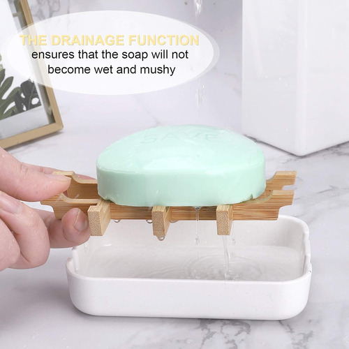 Fufengz Jaboneras De Madera De Bambú Para Baño Jabonera D...