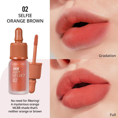 Peripera Ink Airy Velvet, Tintas Labiales Coreanas Originale Color #2 Selfie Orange Brown