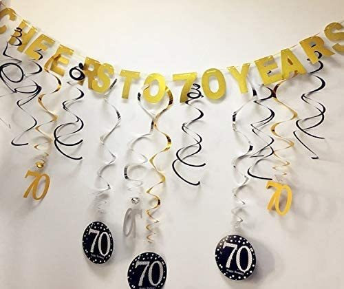 Imagen 6 de 6 de Kit De Decoracion De Fiesta De 70 Cumpleaños Saludos A 7