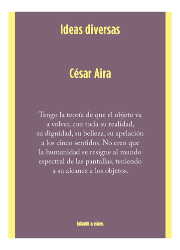 Ideas Diversas - Aira Cesar (libro) - Nuevo