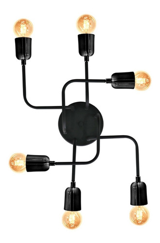 Imagem 3 de 8 de Pendente Sobrepor Retrô Vintage P/ 6 Lampadas Bocal E27
