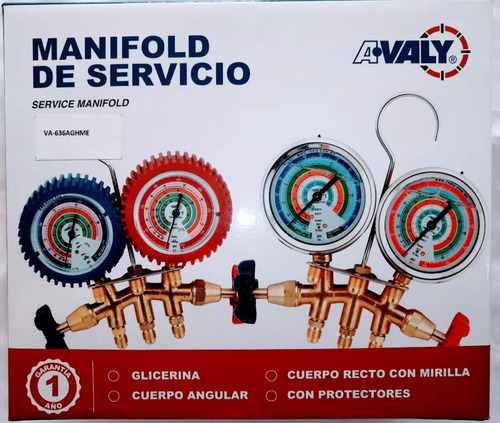 Manifold Manómetros Refrigeración Para Gas R410 22 404 Y 507
