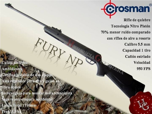 Imagen 2 de 8 de Rifle Crosman Fury Np 5.5 Nitro Piston 950 Fps