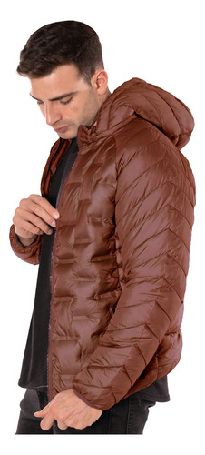 Chamarra Para Hombre Acolchada Ligera Con Gorro Desmontable