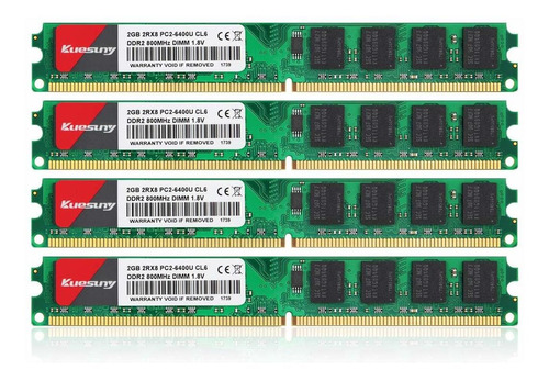 Memoria Ram 8gb Kit (2gbx4) Ddr2 800 Udimm Kuesuny Pc2-6400/pc2-6400u 1.8v Cl6 240 Pin Non-ecc Unbuffered Modules