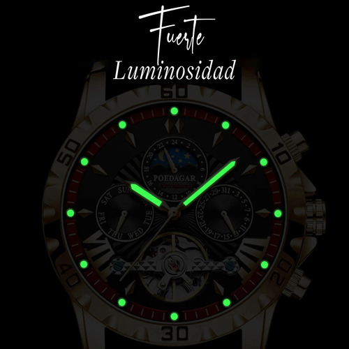 Reloj Poedagar 1410 Hombre Lujoso Premium Acero Inoxidable Plateado