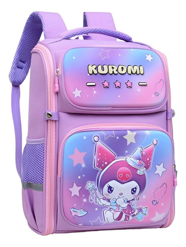 Mochila Kuromi Kawaii Escolar Apertura 360 Importada Lila 3d