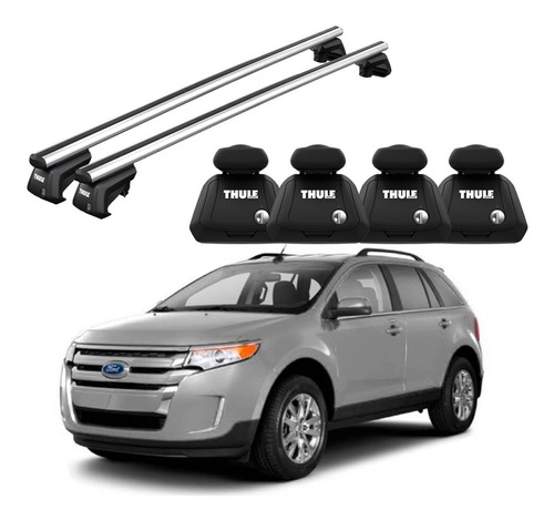 Rack Bagageiro Teto Thule Xt Prata Ford Edge 2009 À 2014