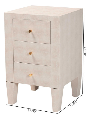 Mesa Auxiliar Moderna Beige Con 3 Cajones