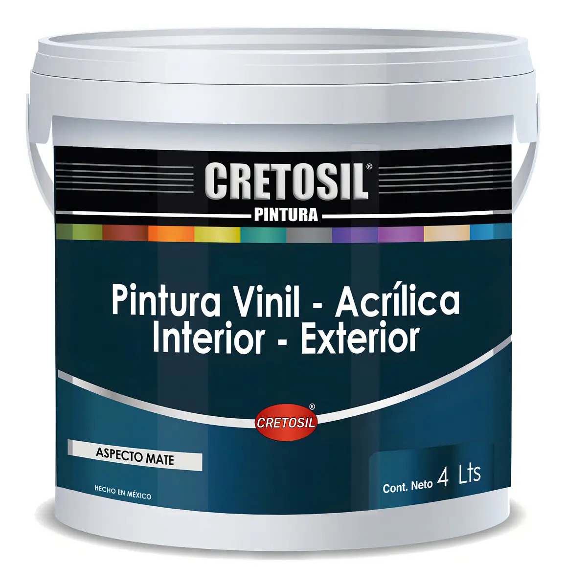 Pintura Vinílica Acrílica CRETOSIL para Interiores y Exteriores, Mate Amarillo Paja de 4 Litros