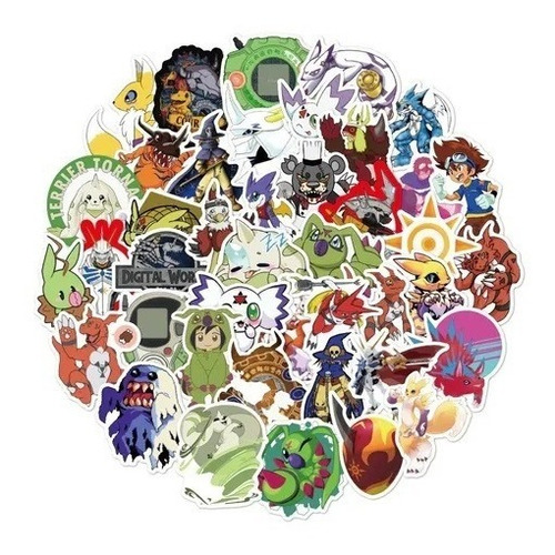 Stickers Autoadhesivos - Digimon (50 Unidades)