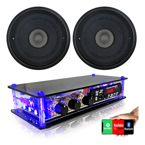2 Caixas Som Ambiente 5 Preta Teto +amplificador Bt 2ch 40w
