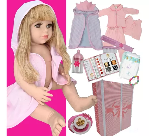 Bebê Reborn Menina Princesa Realista Pano Boneca Barata no Shoptime