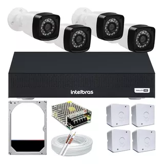 Kit 4 Câmeras Segurança Infravermelho Dvr Intelbras Multi Hd