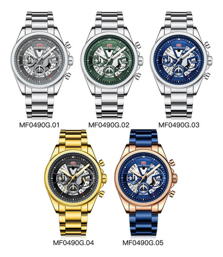 Reloj De Cuarzo Cronógrafo Luminoso Mini Focus 0490g Color Del Fondo Azul