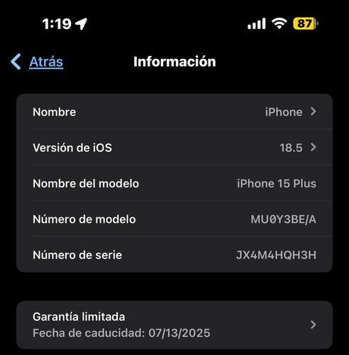 Apple iPhone 15 Plus (128 Gb) - Negro // Usado 10/10 (Usado)