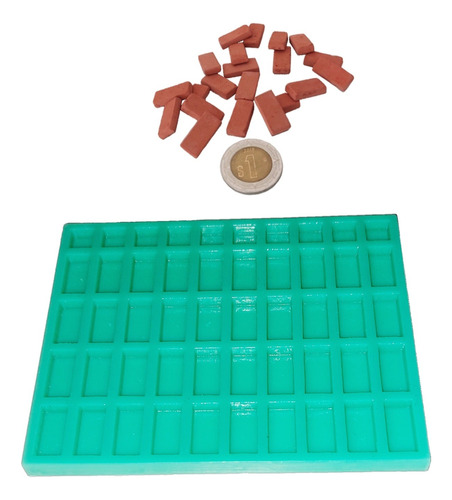 Molde Silicon Para Ladrillo Escala 1:16, Para 40 Ladrillos.