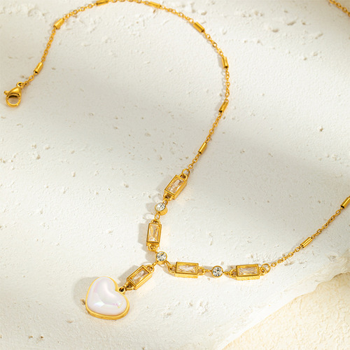 Collar Corazón Tornasol Mujer Cadena Acero Inoxidable Dorado