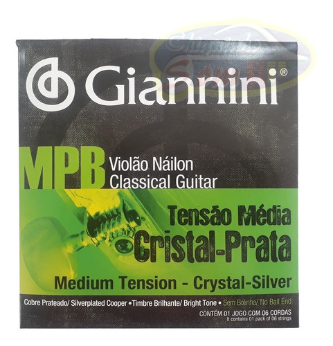 Imagem 1 de 3 de Encordoamento Mpb Nylon Classico Giannini Cristal Prata