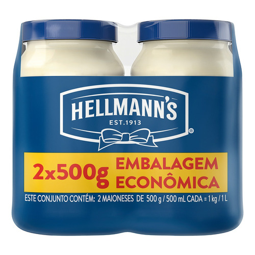 Pack Maionese Hellmann's Pote 1kg 2 Unidades Embalagem Econômica