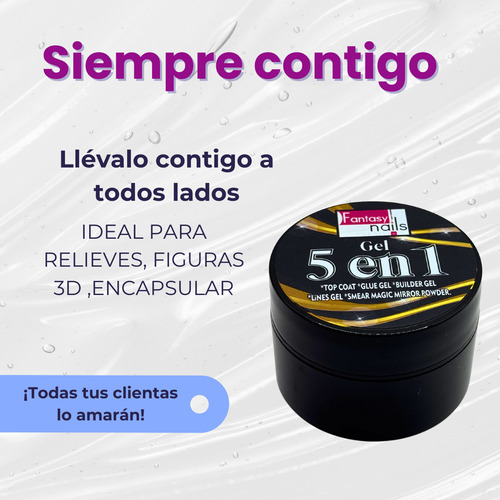 Gel 5 En 1 Fantasy Nails Base, Constructor Top Coat Magic