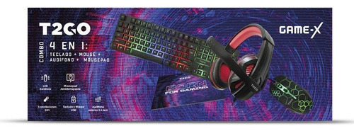 Paquete Teclado Mouse Audífono Y Pad Gamer T2go Game-x Kit