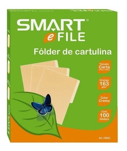 Folder Smart File De Cartulina T/ Carta Crema C/100 Pzs