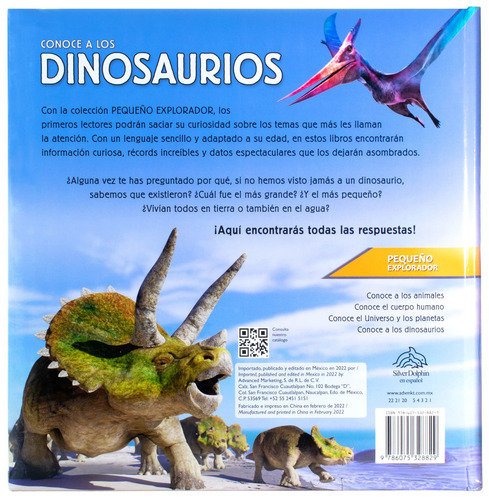 Pequeño Explorador: Conoce a los Dinosaurios.: Libro Infantil Pequeño Explorador : Conoce a los dinosaurios, de María Mañero. Editorial Silver Dolphin (en español), tapa dura en español, 2022
