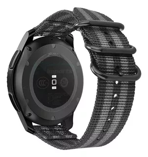 Pulseira 22mm Militar Nylon Para Samsung Watch 46mm Sm-r800 Cor Preto/Cinza