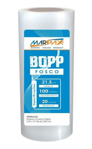 Bopp Fosco Para Laminação Bobina A4 21,5cmx100m Marpax 01un