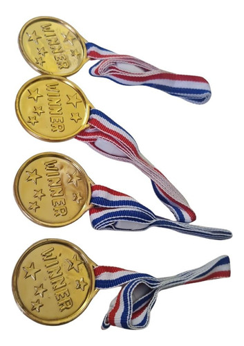 Kit Medalha Para Brincadeira Campeão Vencedor Cor Ouro-4un