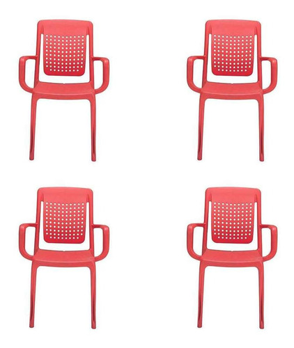 Conjunto Com 4 Cadeiras De Jardim Factory Vermelho
