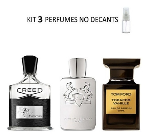 Kit 3 Decants 5ml : Creed Aventus + Pegasus + Tobacco V. + B