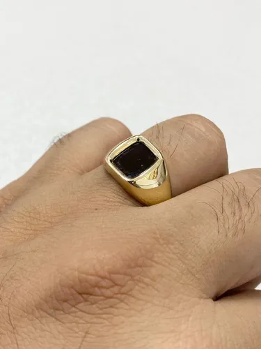 Anillo Caballero Oro 10k Amarillo Con Piedra Onix Envio