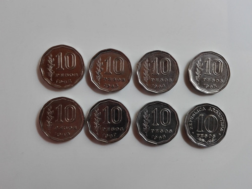 Serie De 8 Monedas 10 Pesos De 1962 A 1968 El Resero
