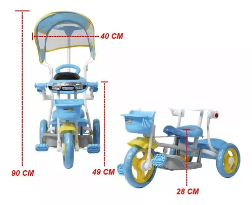 Triciclo Motoca Infantil Pra Passeio Com Empurrador Pedal Luz e