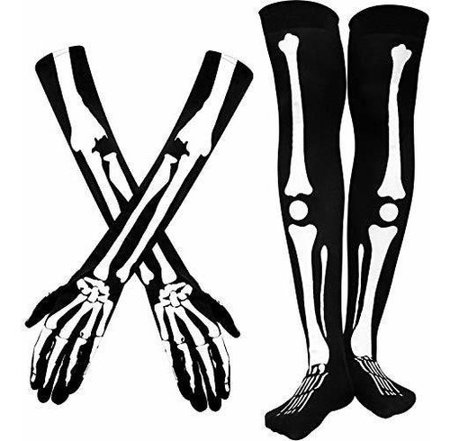 Halloween Skeleton Gloves Brazo Calentador Sobre La Rod...