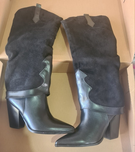 Botas Largas Mujer Gamuza Con Tipo Piel